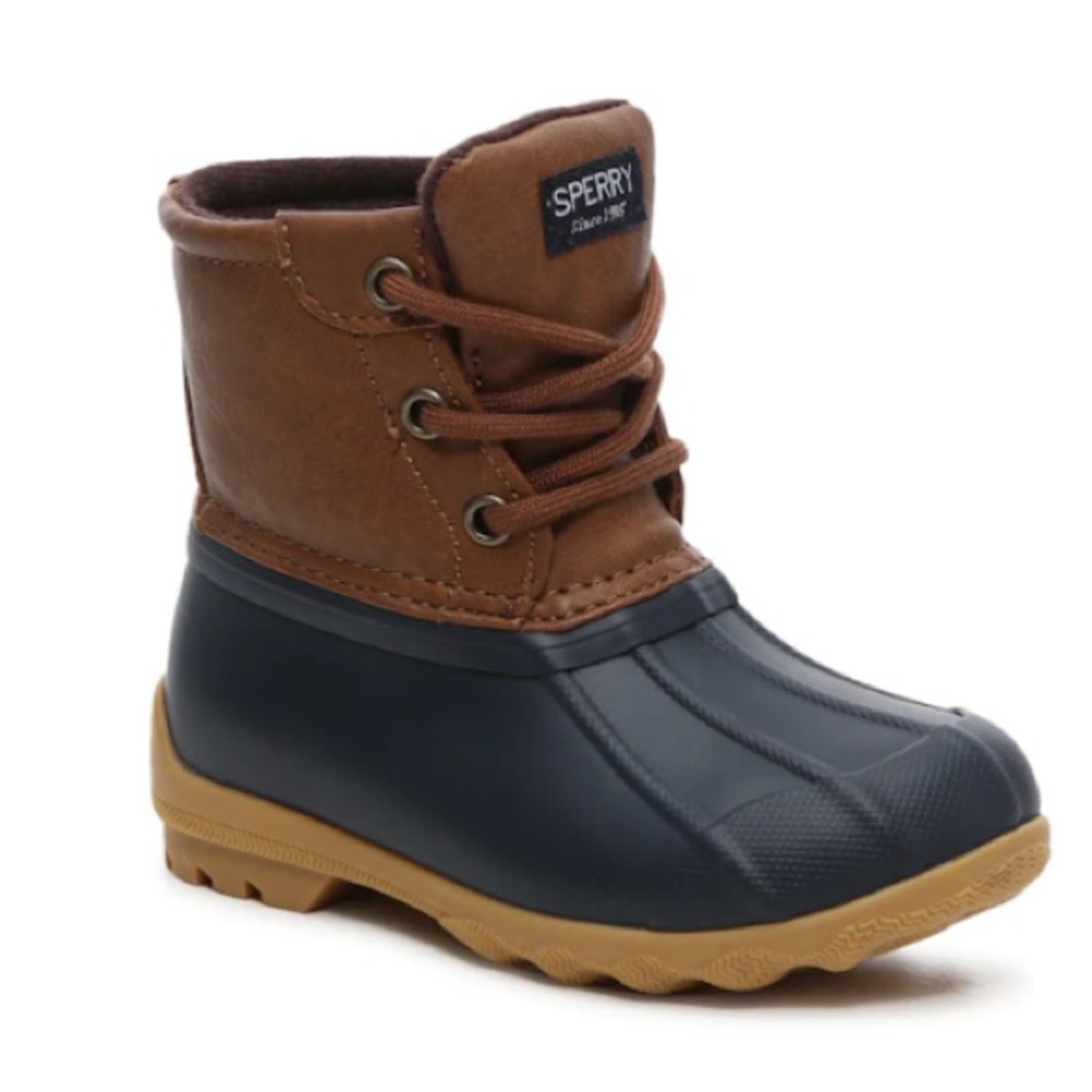 Sperry Brown and Navy Kids Duck Boot